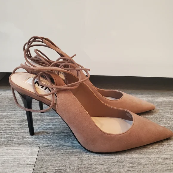 ★SOLD★ Mango Ankle Tie Slingback Heels 37 NWOB - Picture 2 of 15